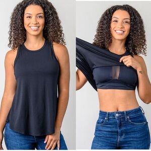 SheBird Freedom Racerback Bra Tank with Built-in Support Black.           L15